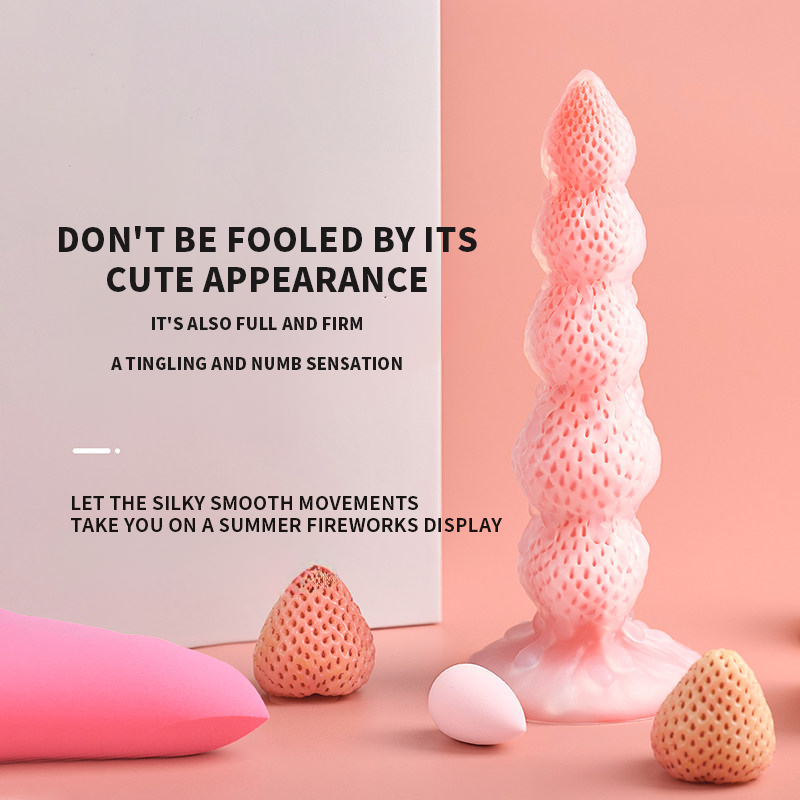 Light Snow Strawberry Tower Simulated Silicone Dildo