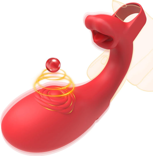 Finger Vibrator Rose Tongue Licking Clitoris G Spot Vibrator