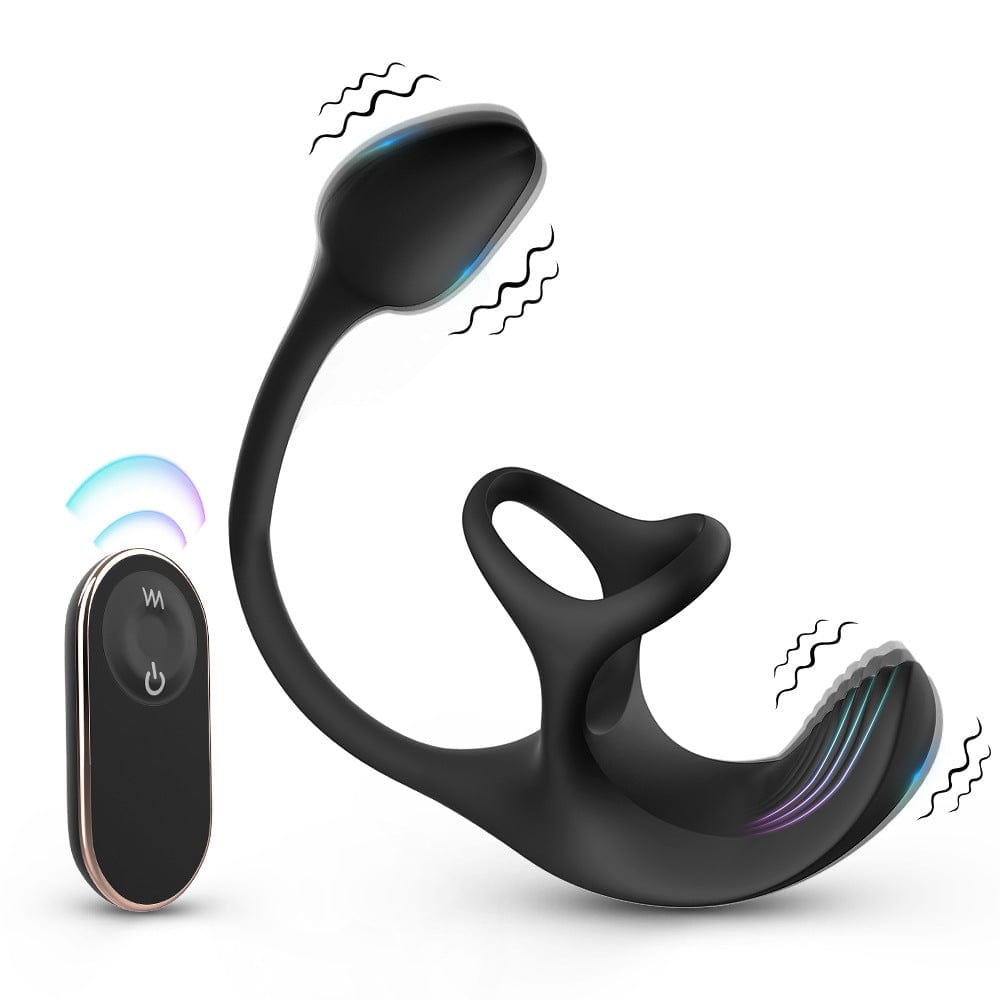 3 In 1 Spherical Vibrating Anal Plug Testicles Stimulator With cock Ring
